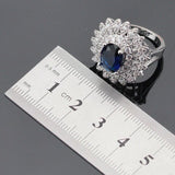 Ideal Gift - Dark Blue Sapphire AAA+ White Zircon Jewellery Set - The Jewellery Supermarket