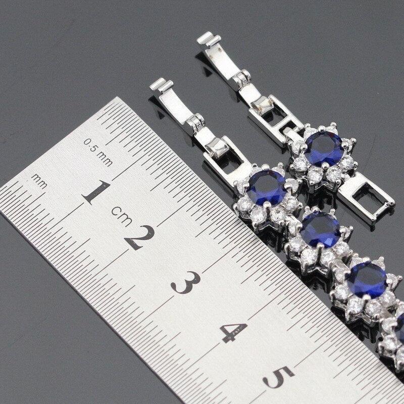 Ideal Gift - Dark Blue Sapphire AAA+ White Zircon Jewellery Set - The Jewellery Supermarket