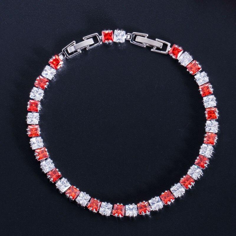 DELIGHTFUL High QualityPrincess Cut Sparkling Square AAA+ Cubic Zircon Simulated Diamonds Tennis Bracelets - The Jewellery Supermarket