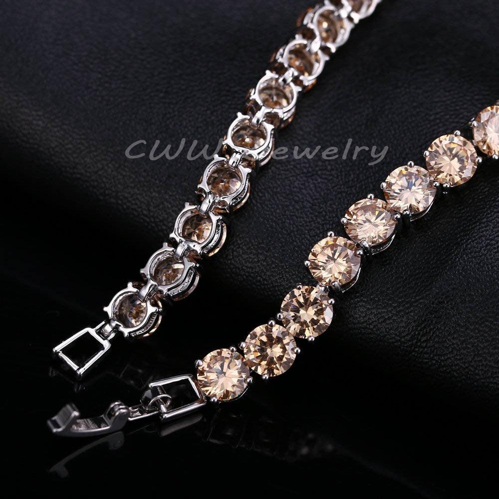 Latest Design White Gold Color Round 0.5 carat AAA+ Cubic Zirconia Simulated Diamonds Tennis Bracelets - The Jewellery Supermarket