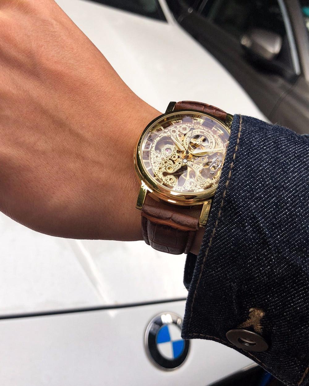 Top Brand Luxury Transparent Golden Case Luxury Casual Design Skeleton Watch - The Jewellery Supermarket