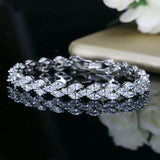 DAZZLING Trendy Royal Big Marquise Blue AAA+ Cubic Zirconia Simulated Diamonds Silver Color Tennis Bracelet - The Jewellery Supermarket
