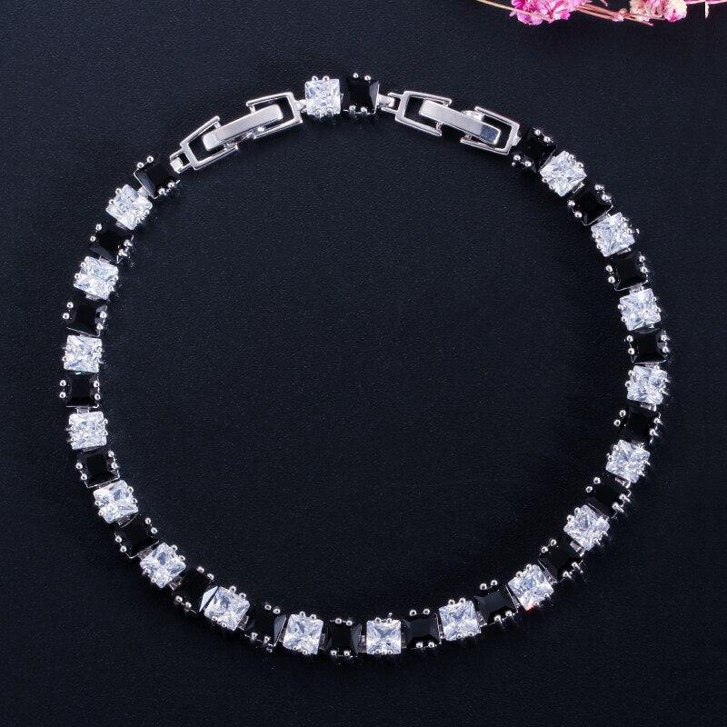 Fashion Tennis Style White Gold Color AAA+ Cubic Zirconia Simulated Diamonds With Red Blue Black Green Bracelets - The Jewellery Supermarket