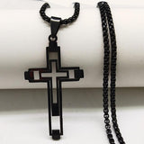 Impressive Stainless Steel Cross Necklace Black Silver Color Gothic Style Necklace - Christian Jewellery - The Jewellery Supermarket