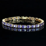 SUPERB Stylish Square Cut Sparkling AAA+ Cubic Zircon Simulated Diamonds Yellow Gold Color Tennis Bracelet - The Jewellery Supermarket