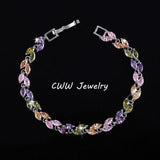 DELIGHTFUL Trendy AAA+ Cubic Zirconia Simulated Diamonds Silver Color Leaf Charming Bracelets - The Jewellery Supermarket