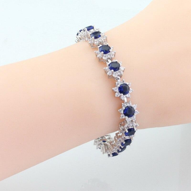 Ideal Gift - Dark Blue Sapphire AAA+ White Zircon Jewellery Set - The Jewellery Supermarket