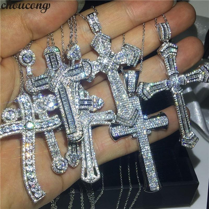 Luxury Cross Pendant AAA+ Cubic Zirconia Diamonds 925 Sterling silver Cross Pendants Necklaces - The Jewellery Supermarket