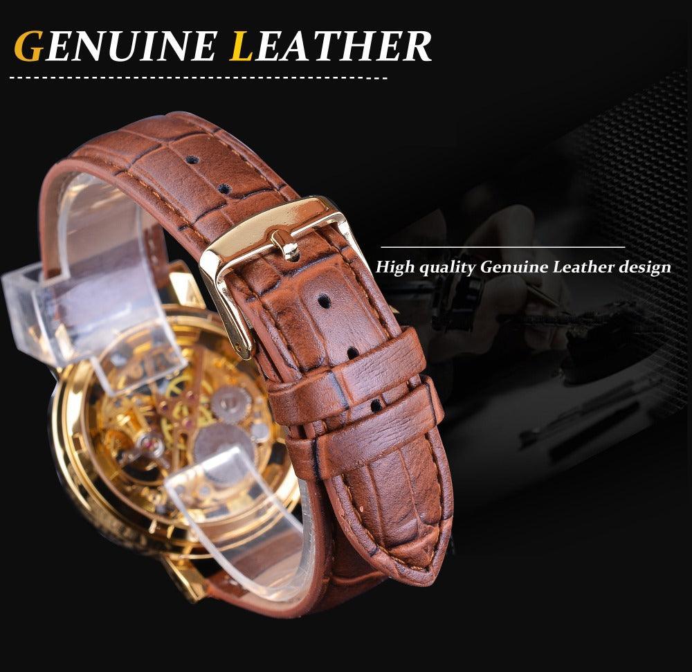 Top Brand Luxury Transparent Golden Case Luxury Casual Design Skeleton Watch - The Jewellery Supermarket