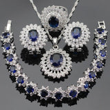 Ideal Gift - Dark Blue Sapphire AAA+ White Zircon Jewellery Set - The Jewellery Supermarket