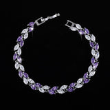 DELIGHTFUL Trendy AAA+ Cubic Zirconia Simulated Diamonds Silver Color Leaf Charming Bracelets - The Jewellery Supermarket