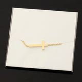 Crucifix Jesus Christian Horizontal Sideways Cross Charm Bracelets for Women - Stainless Steel Religious Jewellery - The Jewellery Supermarket