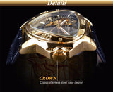 NEW - Luxury Men Golden SteampunkTriangle Skeleton Movement Mechanical Wrist Watch - The Jewellery Supermarket
