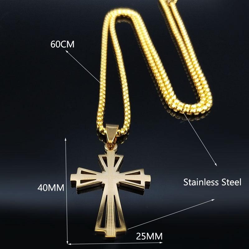 Marvellous Gold Color Chain Christian Cross Stainless Steel Necklace - Religious Jewellery - The Jewellery Supermarket