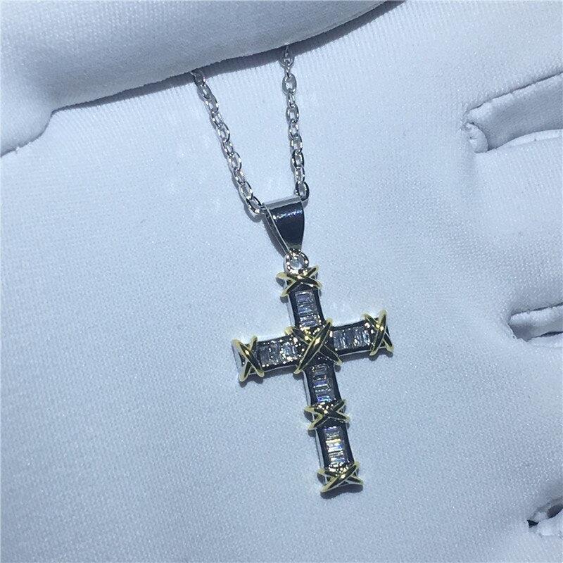 Luxury Cross Pendant AAA+ Cubic Zirconia Diamonds 925 Sterling silver Cross Pendants Necklaces - The Jewellery Supermarket
