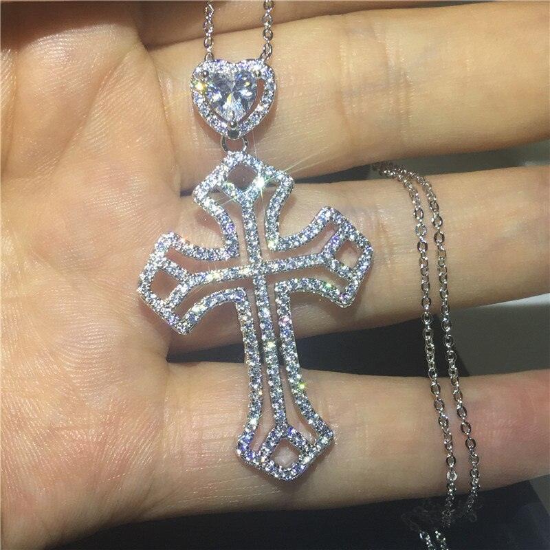Luxury Cross Pendant AAA+ Cubic Zirconia Diamonds 925 Sterling silver Cross Pendants Necklaces - The Jewellery Supermarket