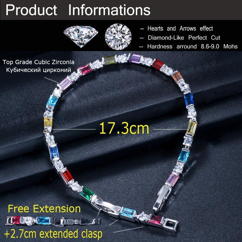 SUPERB Fashion AAA+ Cubic Zirconia Simulated Diamonds Charming Lovely Red Green Blue Tennis Bracelets - The Jewellery Supermarket
