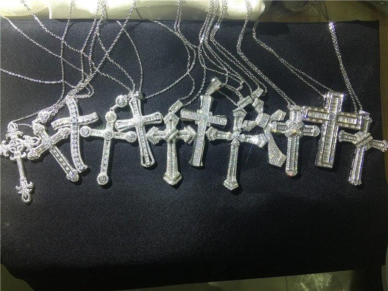 Luxury Cross Pendant AAA+ Cubic Zirconia Diamonds 925 Sterling silver Cross Pendants Necklaces - The Jewellery Supermarket