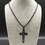 Impressive Stainless Steel Cross Necklace Black Silver Color Gothic Style Necklace - Christian Jewellery - The Jewellery Supermarket