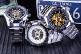 NEW - Luxury Mens Stainless Steel Skeleton Mechanical Waterproof Watch - The Jewellery Supermarket