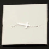 Crucifix Jesus Christian Horizontal Sideways Cross Charm Bracelets for Women - Stainless Steel Religious Jewellery - The Jewellery Supermarket