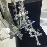 Luxury Cross Pendant AAA+ Cubic Zirconia Diamonds 925 Sterling silver Cross Pendants Necklaces - The Jewellery Supermarket
