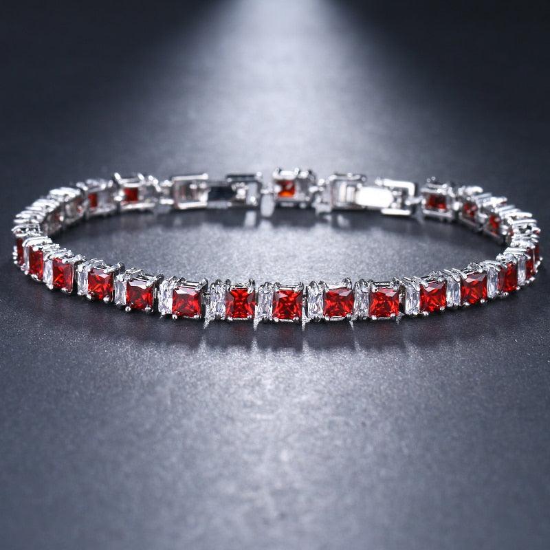 ELEGANT New AAA+ Cubic Zircon Simulated Diamonds Light Blue Neat Tennis Bracelets For Women - The Jewellery Supermarket