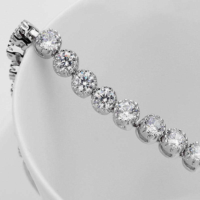 Luxury Women Round AAA+ CZ Diamonds Silver Color Tennis Bracelet - The Jewellery Supermarket