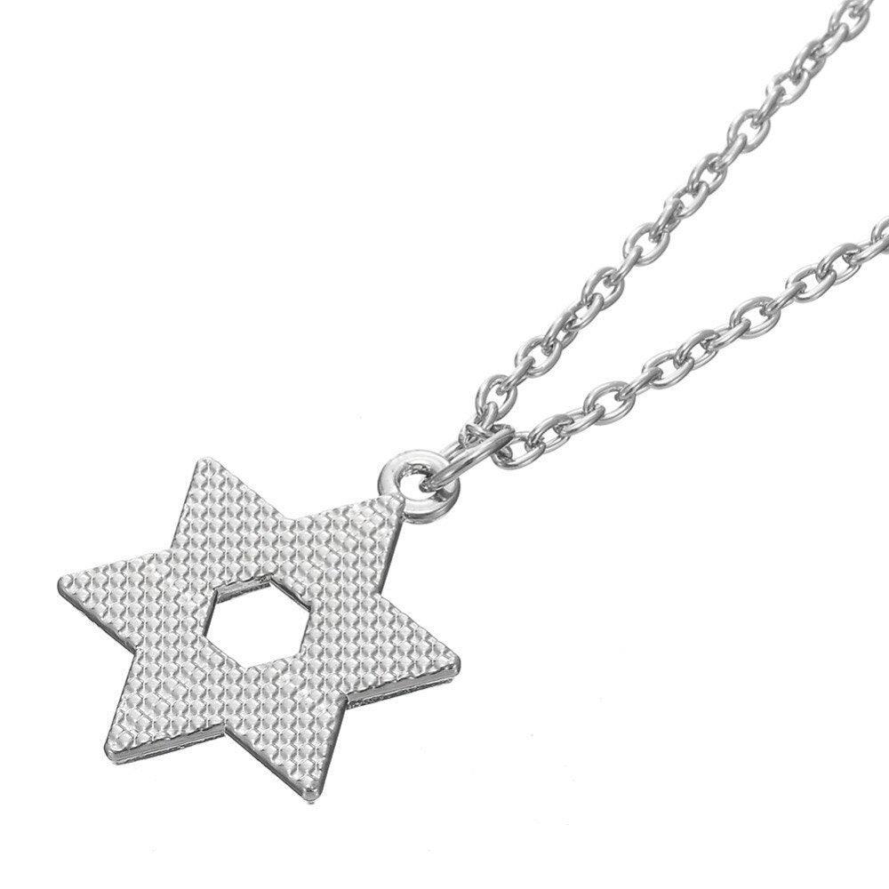 NEW Star of David Judaica Silver Colour Clear Crystal Paved Pendant Necklace for Women and Men - The Jewellery Supermarket