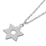 NEW Star of David Judaica Silver Colour Clear Crystal Paved Pendant Necklace for Women and Men - The Jewellery Supermarket