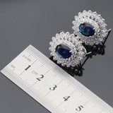 Ideal Gift - Dark Blue Sapphire AAA+ White Zircon Jewellery Set - The Jewellery Supermarket