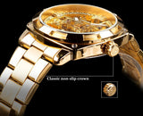 NEW - Luxury Men Golden Luminous Hands Skeleton Transparent Retro Watch - The Jewellery Supermarket