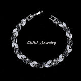 DELIGHTFUL Trendy AAA+ Cubic Zirconia Simulated Diamonds Silver Color Leaf Charming Bracelets - The Jewellery Supermarket