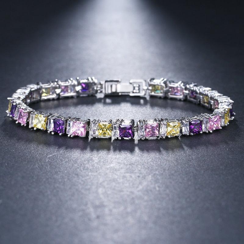 ELEGANT New AAA+ Cubic Zircon Simulated Diamonds Light Blue Neat Tennis Bracelets For Women - The Jewellery Supermarket