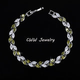DELIGHTFUL Trendy AAA+ Cubic Zirconia Simulated Diamonds Silver Color Leaf Charming Bracelets - The Jewellery Supermarket