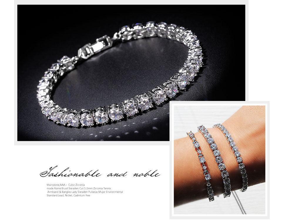 AMAZING Trendy Round AAA+ Cubic Zirconia Simulated Diamonds Tennis Bracelets Bangles for Women - The Jewellery Supermarket