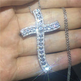 Luxury Cross Pendant AAA+ Cubic Zirconia Diamonds 925 Sterling silver Cross Pendants Necklaces - The Jewellery Supermarket