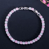 DELIGHTFUL High QualityPrincess Cut Sparkling Square AAA+ Cubic Zircon Simulated Diamonds Tennis Bracelets
