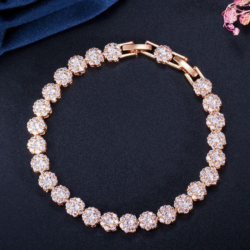 Classic Micro Pave Round AAA+ Cubic Zirconia Simulated Diamonds Yellow Gold Color Tennis Bracelets for Women - The Jewellery Supermarket