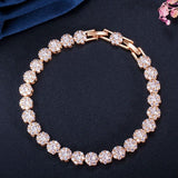 Classic Micro Pave Round AAA+ Cubic Zirconia Simulated Diamonds Yellow Gold Color Tennis Bracelets for Women - The Jewellery Supermarket