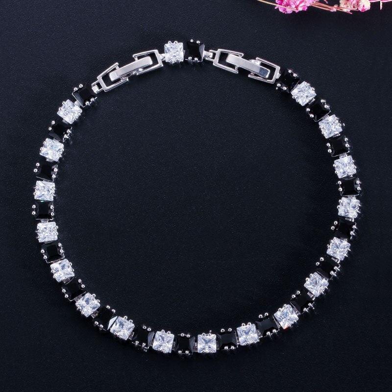 DELIGHTFUL High QualityPrincess Cut Sparkling Square AAA+ Cubic Zircon Simulated Diamonds Tennis Bracelets - The Jewellery Supermarket