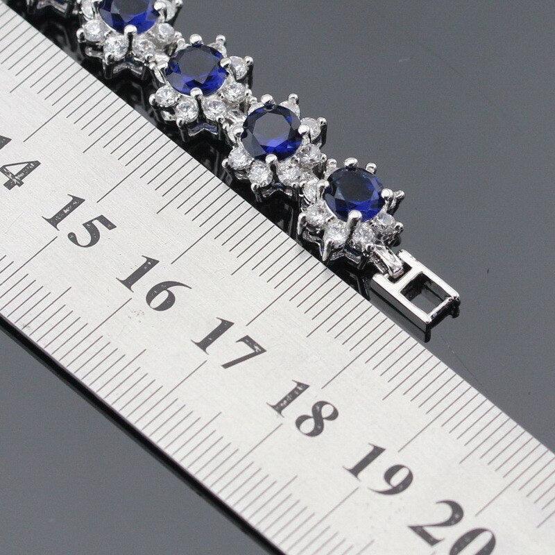 Ideal Gift - Dark Blue Sapphire AAA+ White Zircon Jewellery Set - The Jewellery Supermarket