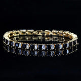 SUPERB Stylish Square Cut Sparkling AAA+ Cubic Zircon Simulated Diamonds Yellow Gold Color Tennis Bracelet - The Jewellery Supermarket