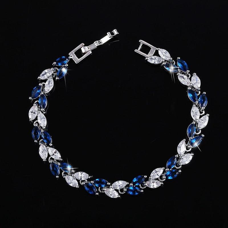 DELIGHTFUL Trendy AAA+ Cubic Zirconia Simulated Diamonds Silver Color Leaf Charming Bracelets - The Jewellery Supermarket