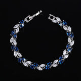 DELIGHTFUL Trendy AAA+ Cubic Zirconia Simulated Diamonds Silver Color Leaf Charming Bracelets - The Jewellery Supermarket
