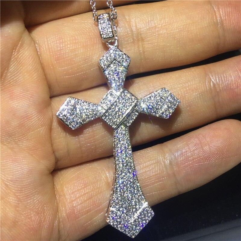 Luxury Cross Pendant AAA+ Cubic Zirconia Diamonds 925 Sterling silver Cross Pendants Necklaces - The Jewellery Supermarket