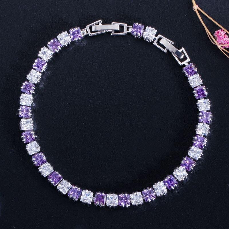 DELIGHTFUL High QualityPrincess Cut Sparkling Square AAA+ Cubic Zircon Simulated Diamonds Tennis Bracelets - The Jewellery Supermarket