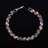 DELIGHTFUL Trendy AAA+ Cubic Zirconia Simulated Diamonds Silver Color Leaf Charming Bracelets - The Jewellery Supermarket