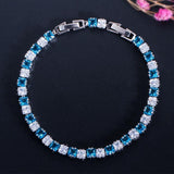 Fashion Tennis Style White Gold Color AAA+ Cubic Zirconia Simulated Diamonds With Red Blue Black Green Bracelets - The Jewellery Supermarket