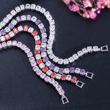 Fashion Tennis Style White Gold Color AAA+ Cubic Zirconia Simulated Diamonds With Red Blue Black Green Bracelets - The Jewellery Supermarket